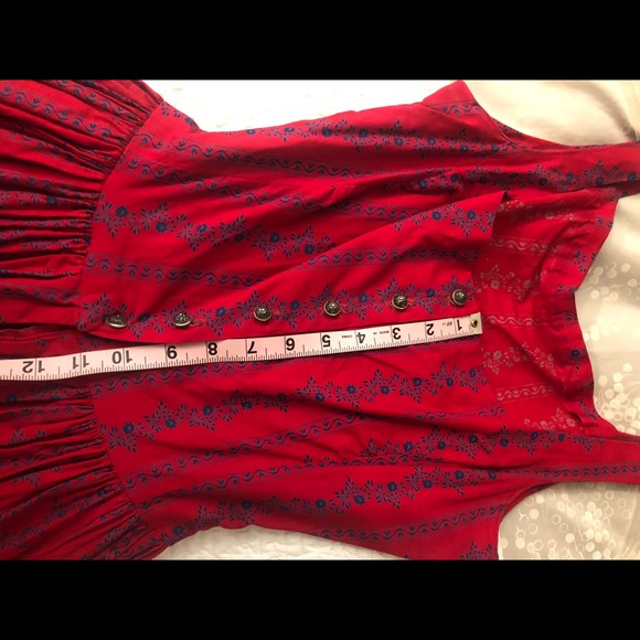 Vintage red dirndle Swiss Austrian dress prairie S - Picture 5 of 8